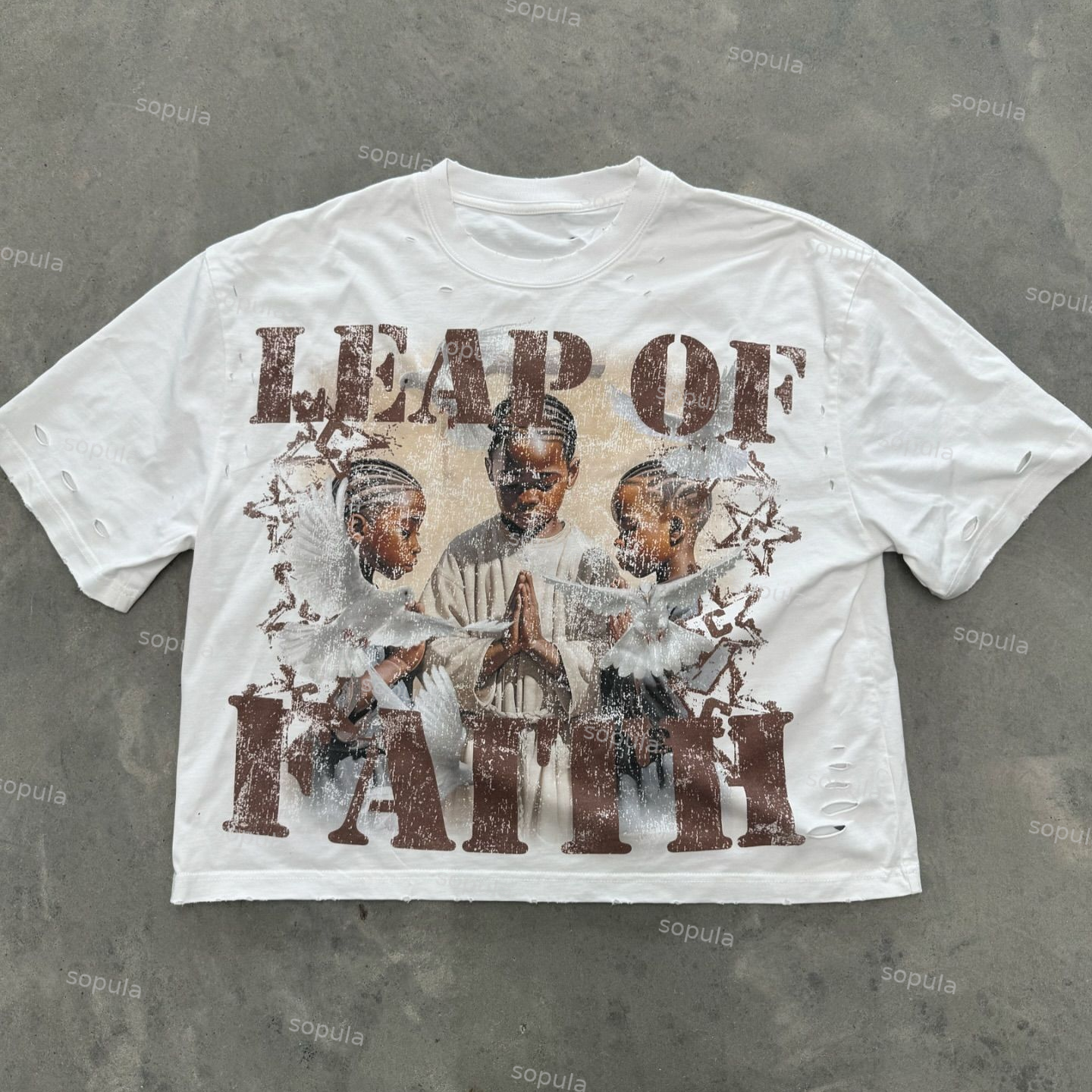Sopula Vintage Leap Of Faith Graphic 100% Cotton T-Shirt