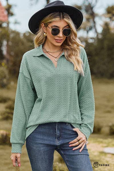 Johnny Collar Dropped Shoulder Blouse | IFYHOME