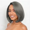 Salt & Pepper Straight Bob Glueless Wig