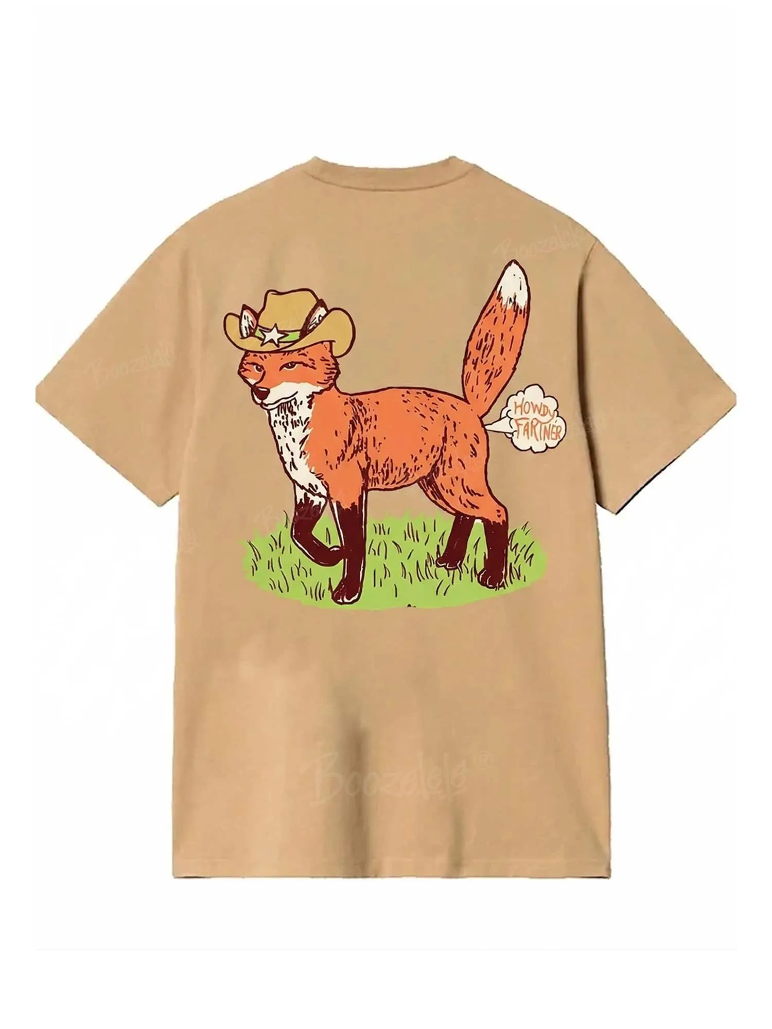 Western Cowboy Fox Graphic T-Shirt - 100% Cotton T-Shirt