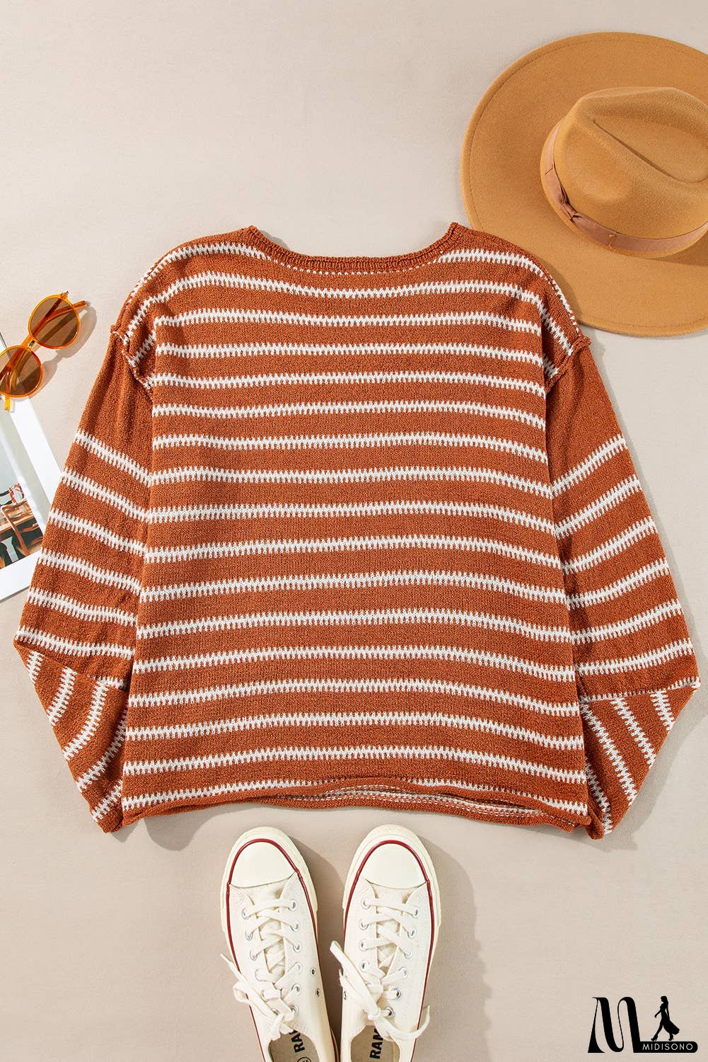Stripe Drop Shoulder Casual Sweater