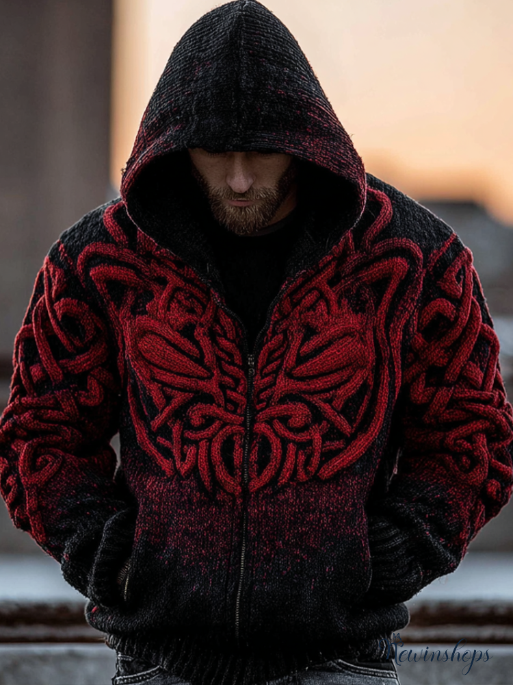 Viking Style Celtic Mythology Men's Hooded Sweater Jacke
