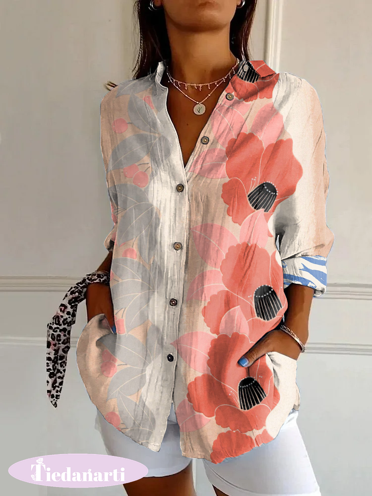 Classic Floral Print Casual Long Sleeve Shirt