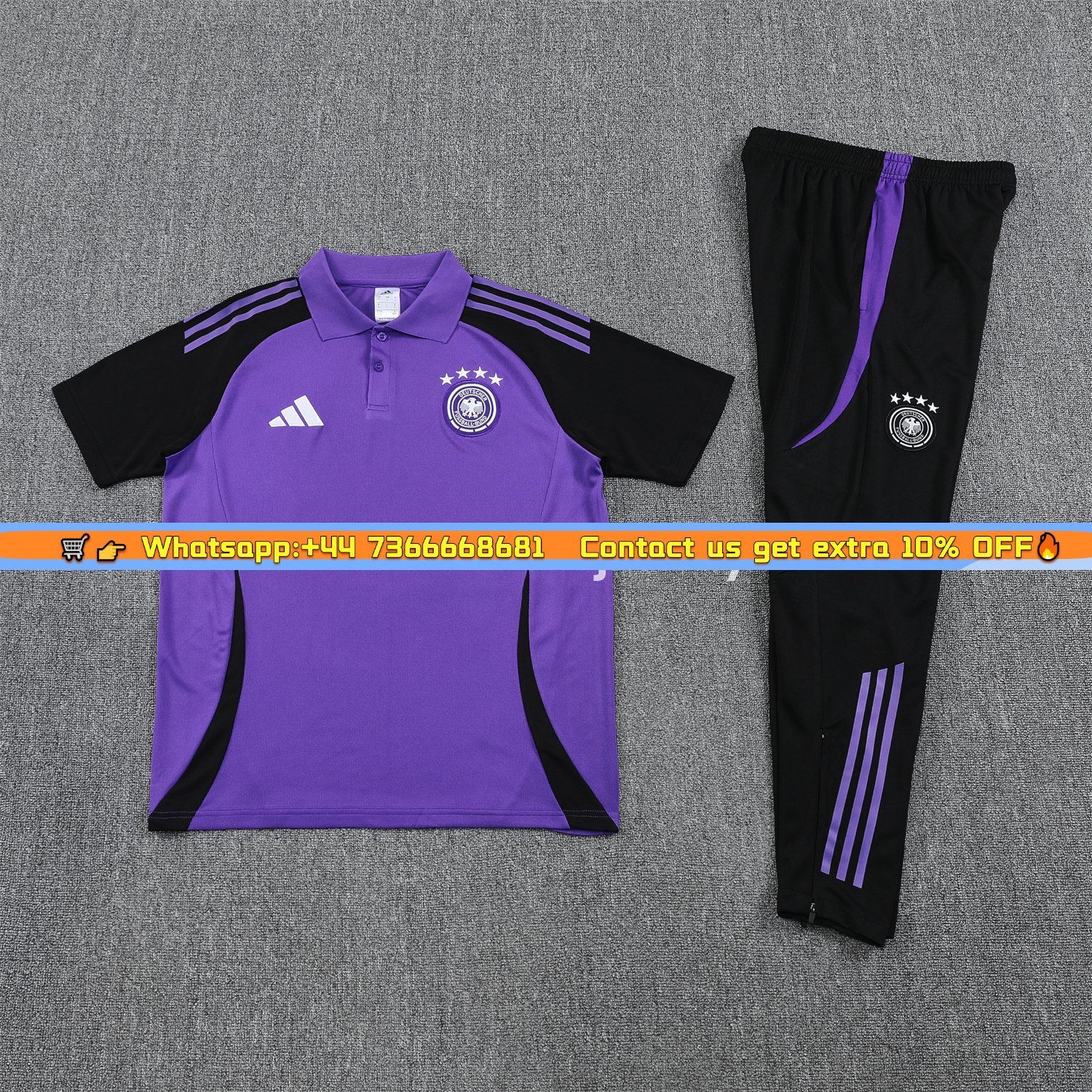 Germany 25-26 POLO Short-Sleeve Training Set - Purple Top Black Pants