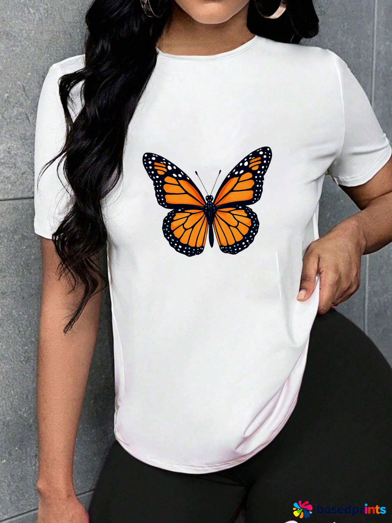White Short Sleeve Butterfly Print T-Shirt
