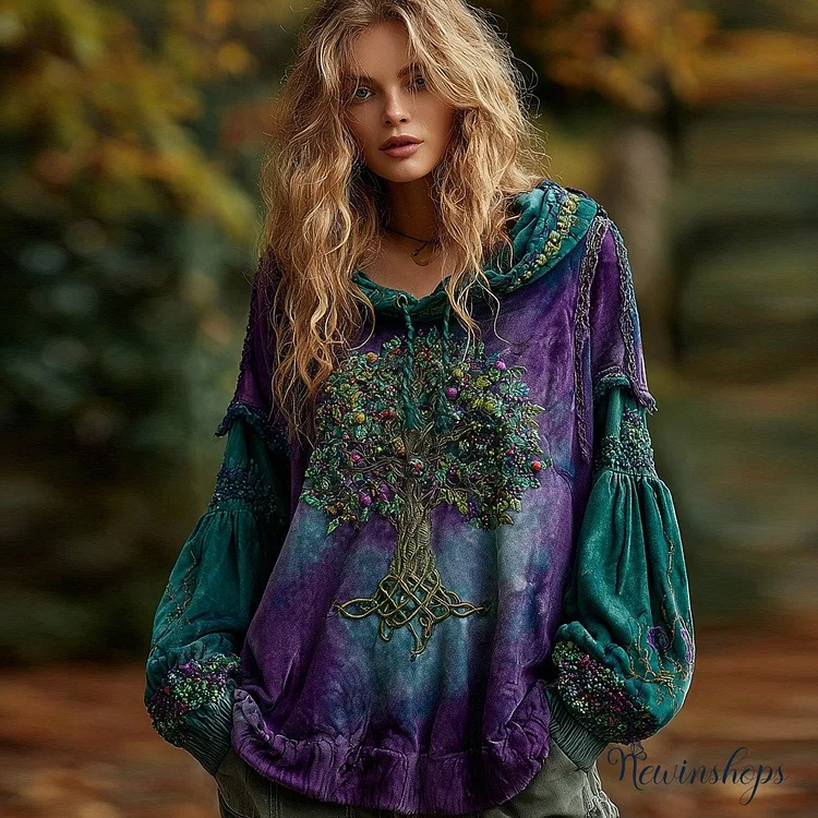 Women's Viking Celtic Knot Tree Of Life Comfort Warm Hoodie