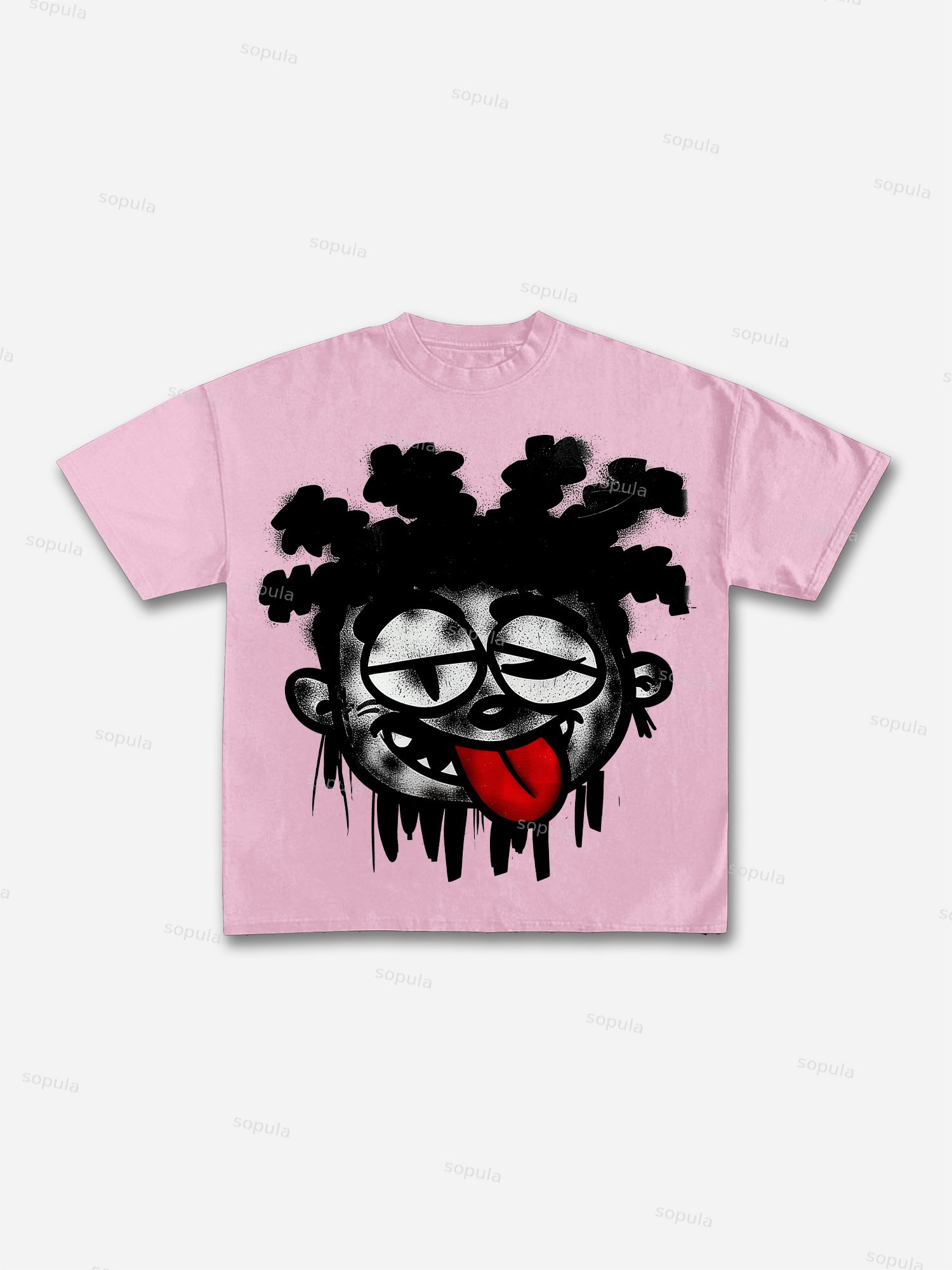 Vintage Big Face Graphic Cotton T-shirt