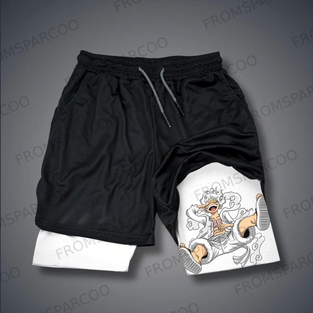 Casual One Piece Anime Print Gym Shorts