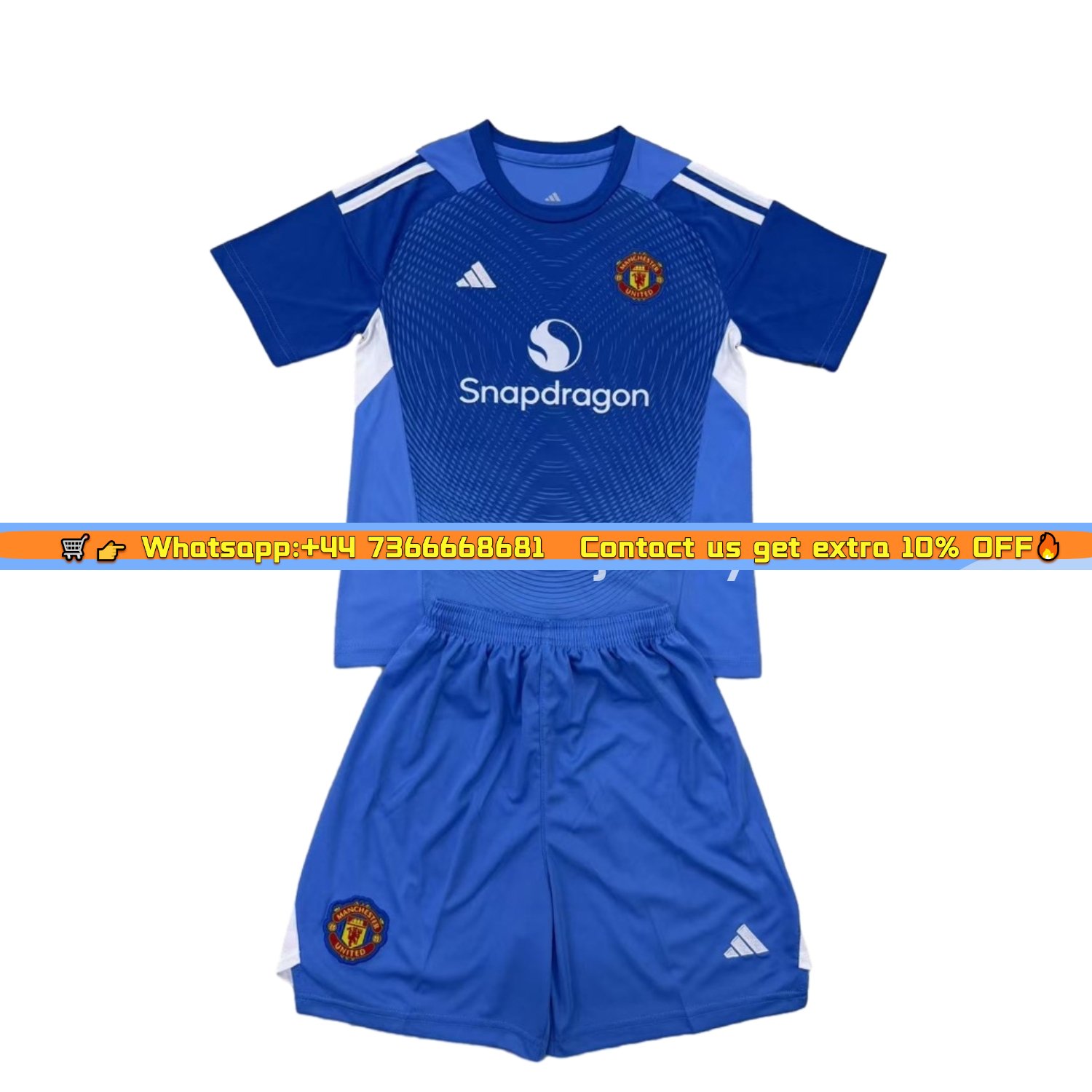 Manchester United 2025 Blue Goalkeeper Men's Adult Jersey Set - Fans Version