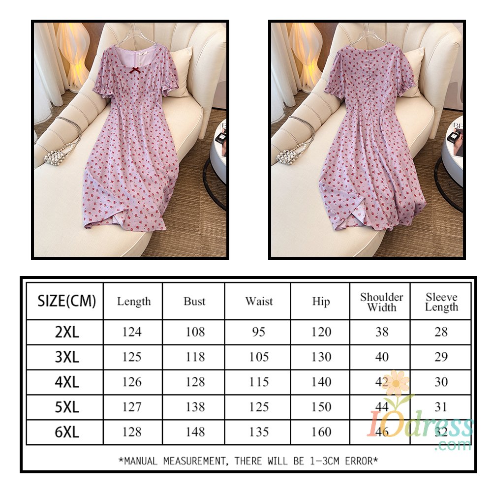 IO Dress Summer Plus-Size Women's Casual Dress Loose Comfortable Square Collar Long Dress 2025 New Women's Clothing Bow Decoration Large IO Dress