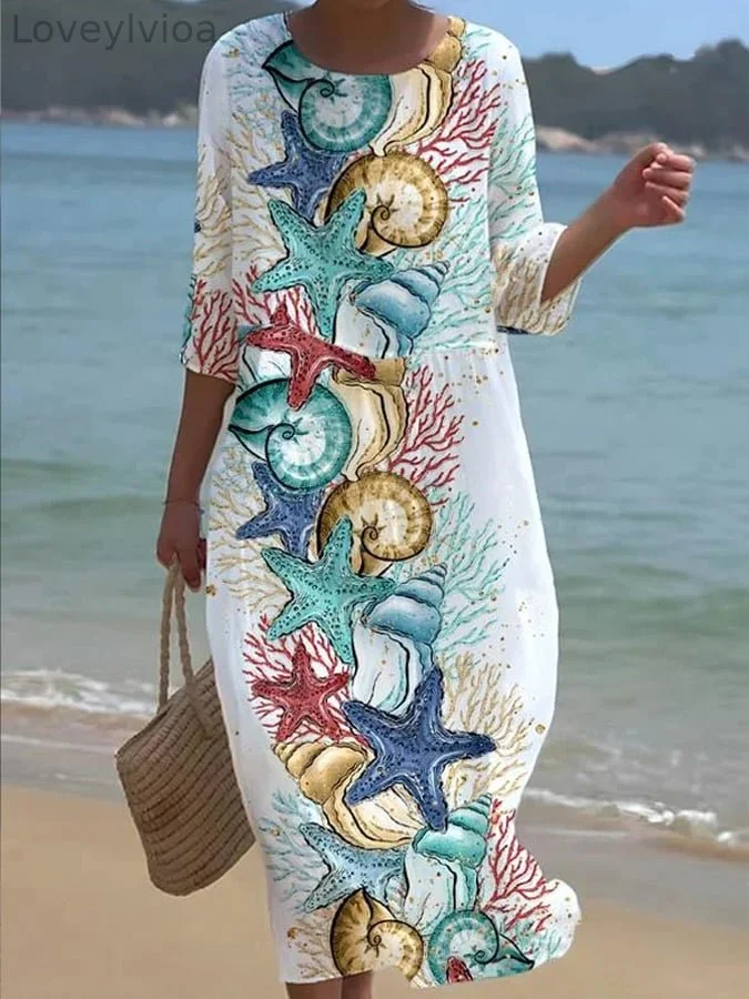 Women's  Undersea Art Pattern Printed Casual Holiday Dress