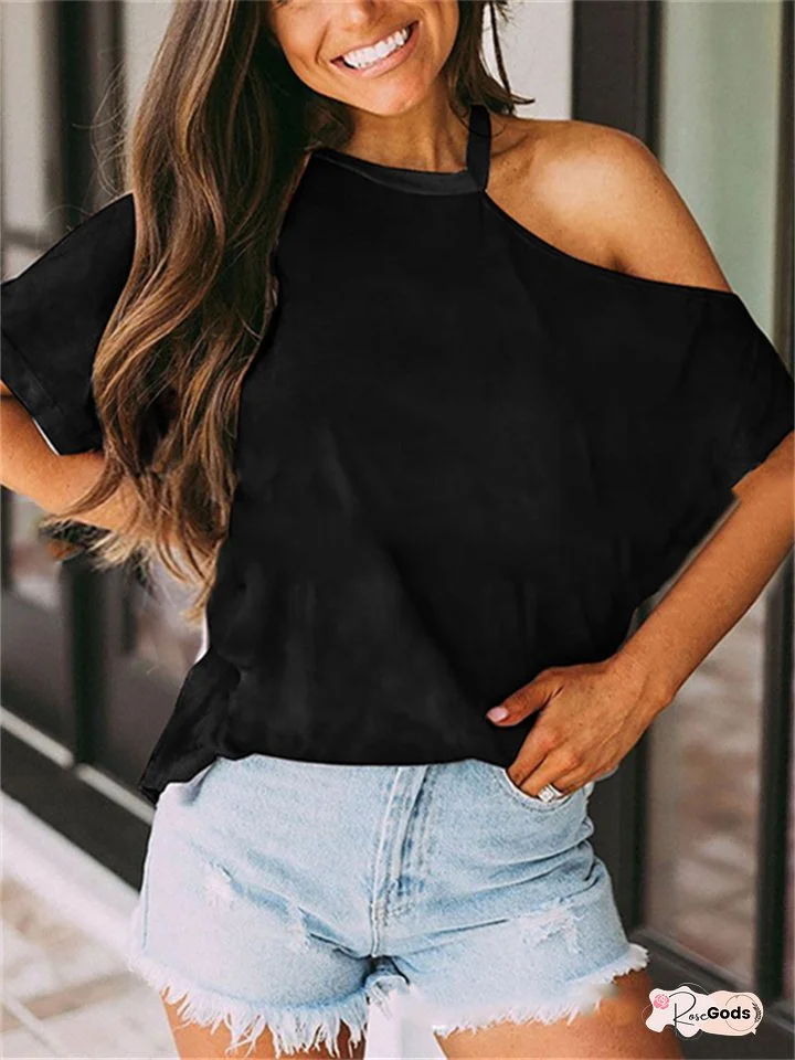 Short-sleeved Spring and Summer New T-shirt Strapless Tops Women's Solid Color S-2XL