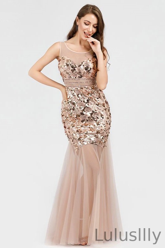 Gorgeous Sequins Mermaid Prom Dress Long Tulle Evening Gowns Online - lulusllly