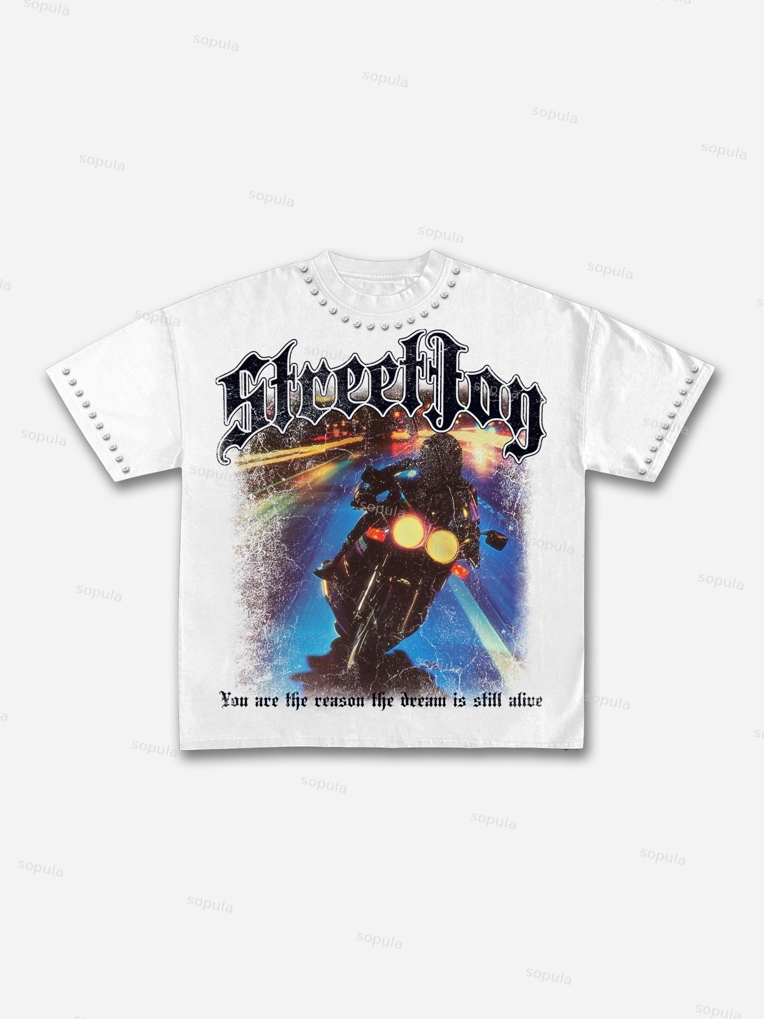 Hot Diamonds Street Fun Motorcycle Vintage Graphic Cotton T-shirt