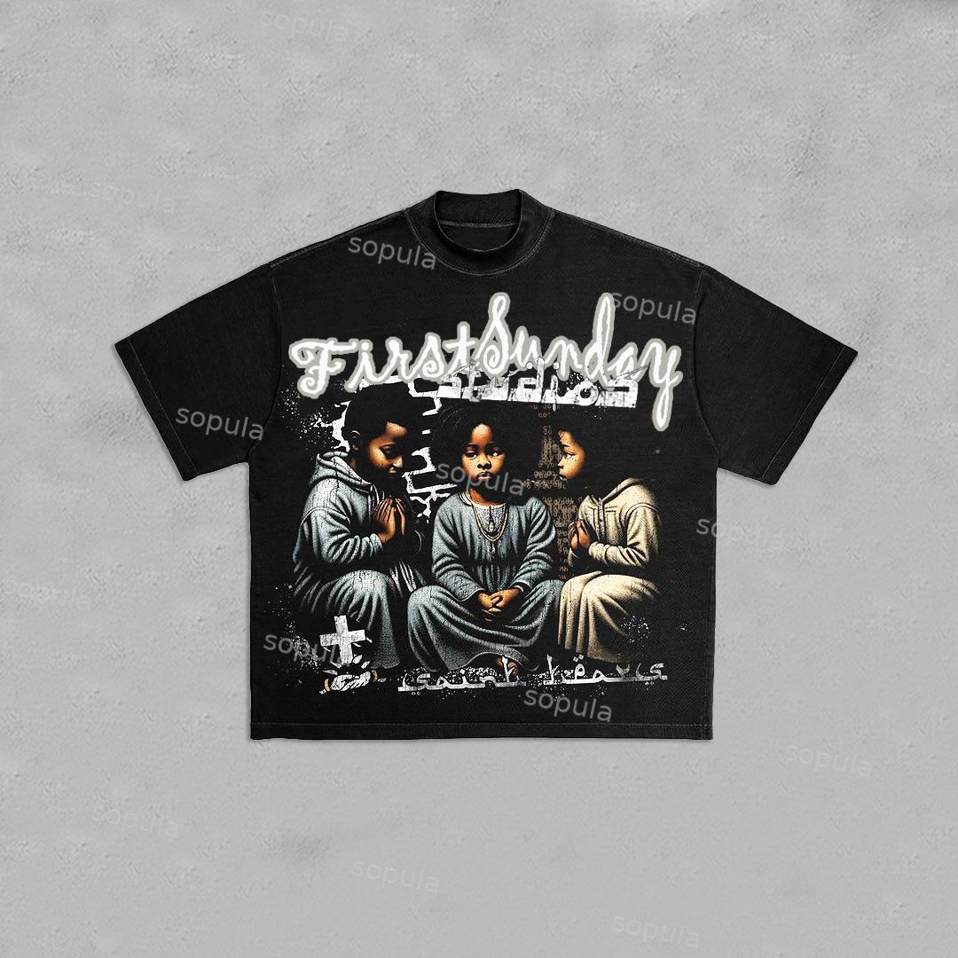Sopula Vintage First Sunday Graphic 100% Cotton Short Sleeve T-Shirt - Sopula｜Premium Graphic Tees & Graphic Clothing