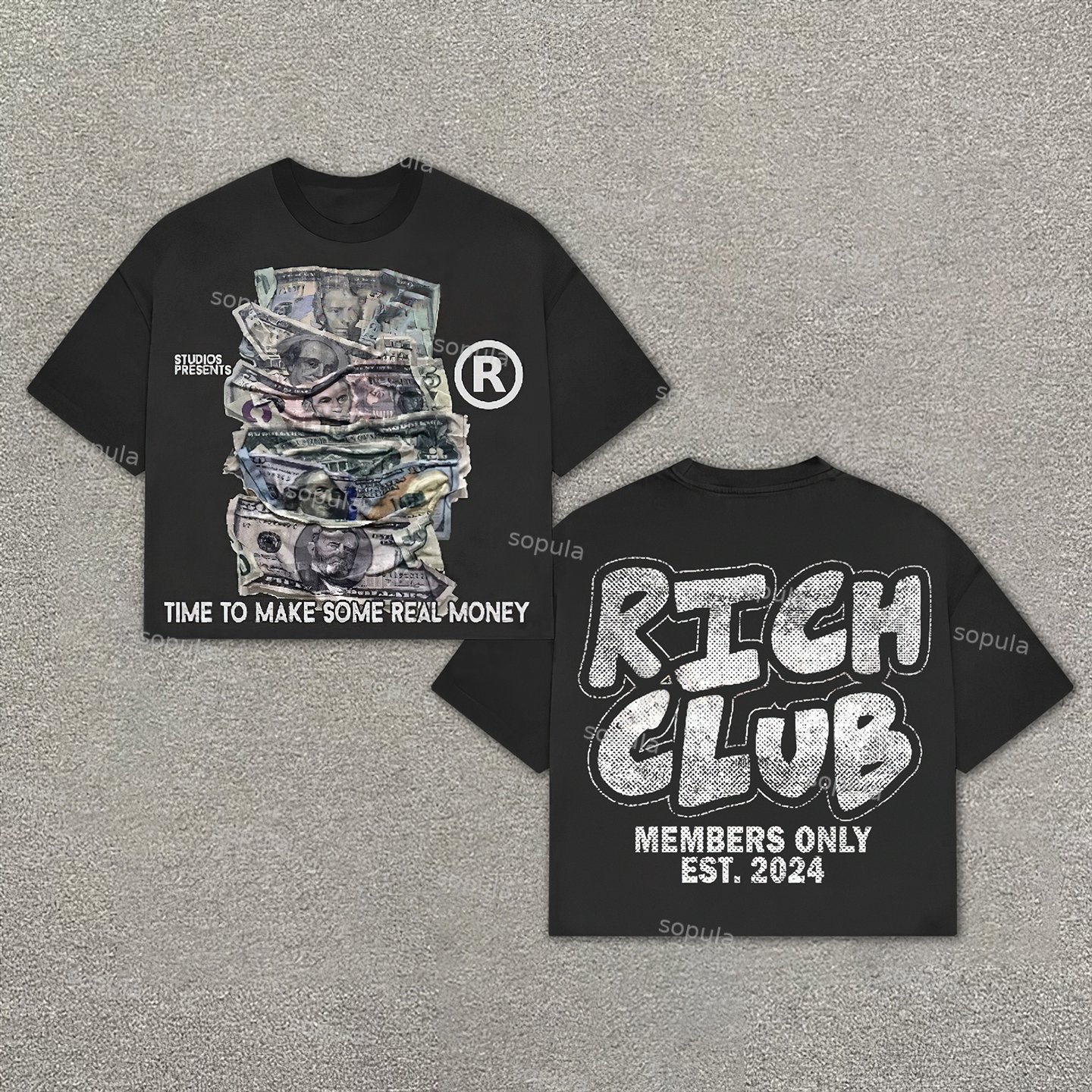 Vintage Rich Club Graphic Cropped T-Shirts - Sopula｜Premium Graphic Tees & Graphic Clothing
