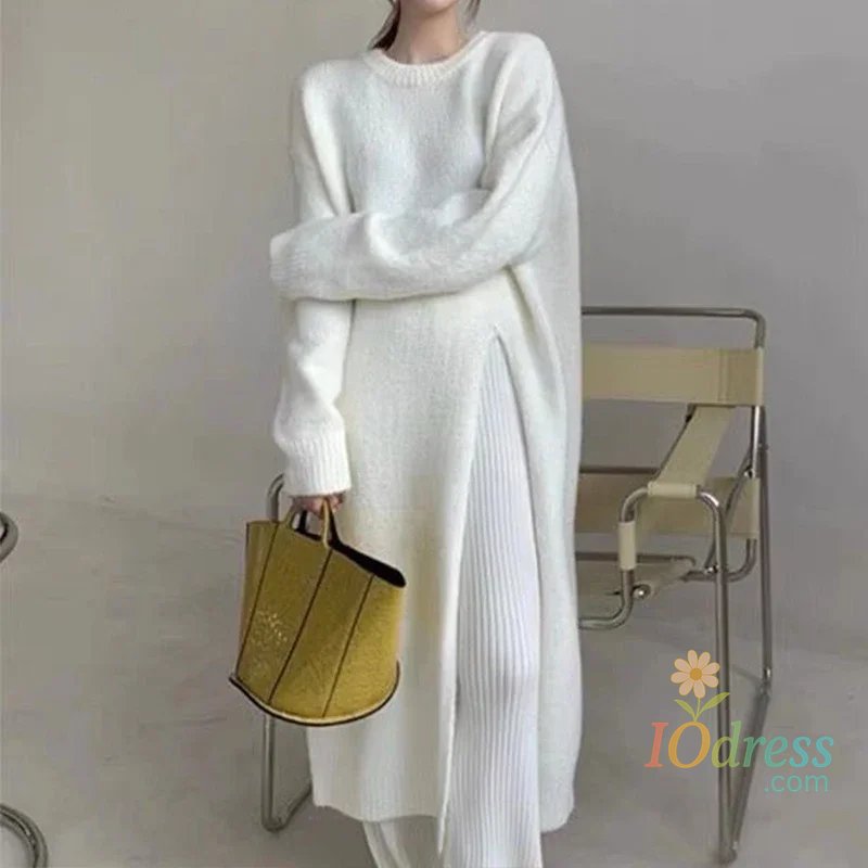 IO Dress Winter Women Knitted Dress y2k V Neck Sexy Slim Elastic Oversized Basic Bodycon Sweater Dress Winter knit Autumn Warm Long Dress