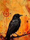 Unisex Halloween Raven Print Casual T-Shirt