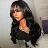 Brazilian Body Wave With Bangs Black Women Glueless Machine Made Remy Wigs