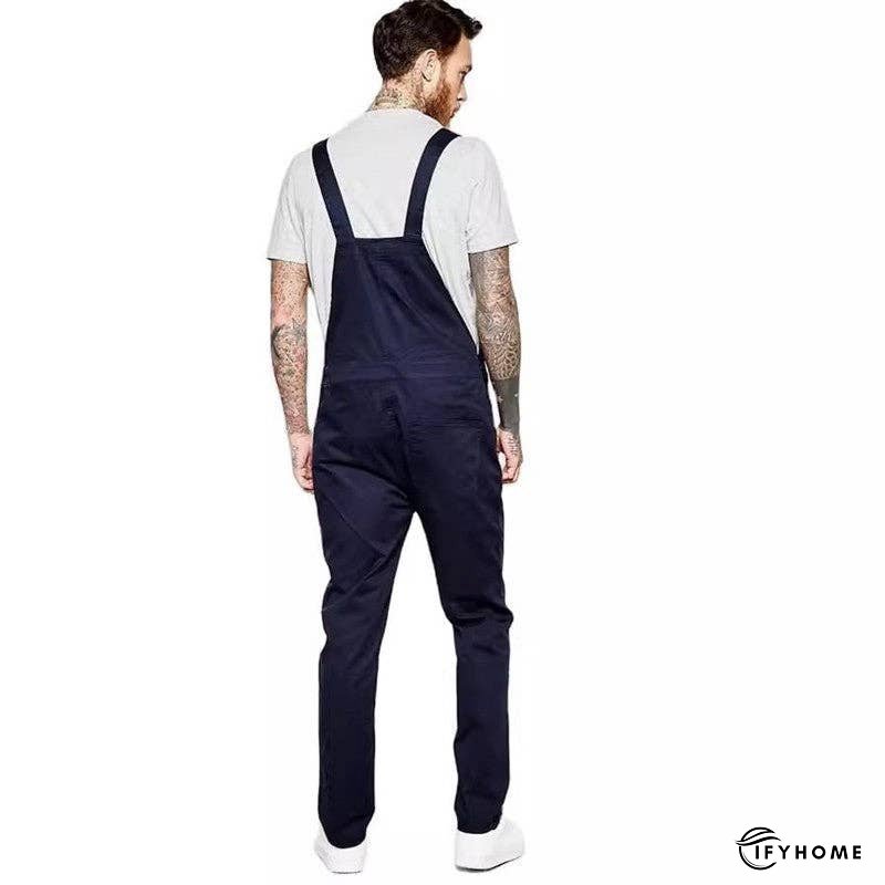 Men's Slim Fit Solid Color Denim Overalls | IFYHOME