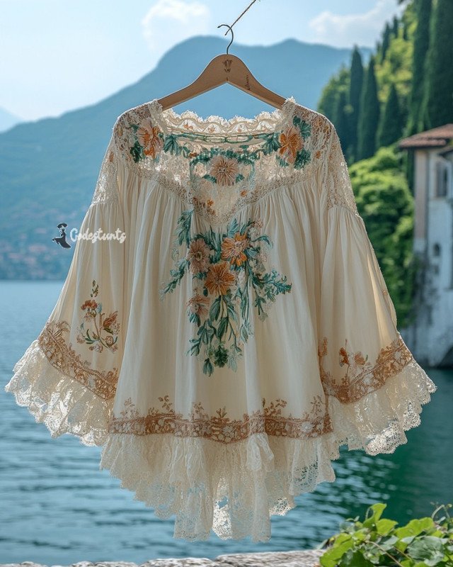 Summer Vacation Ruffle Lace Elegant Top 3029