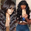 Brazilian Body Wave With Bangs Black Women Glueless Machine Made Remy Wigs
