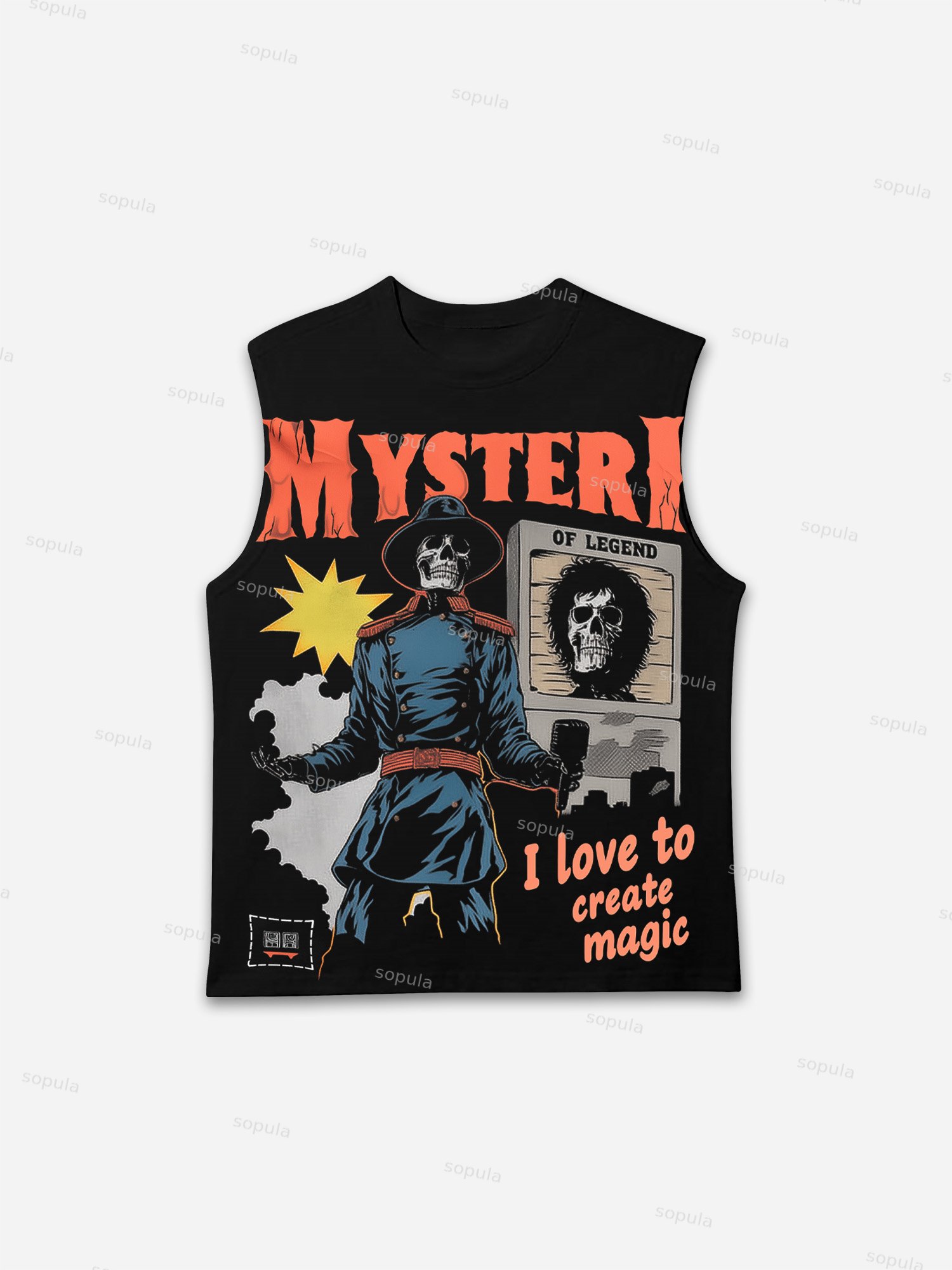 Vintage Cowboy Rock Ghost Graphics Tank Top