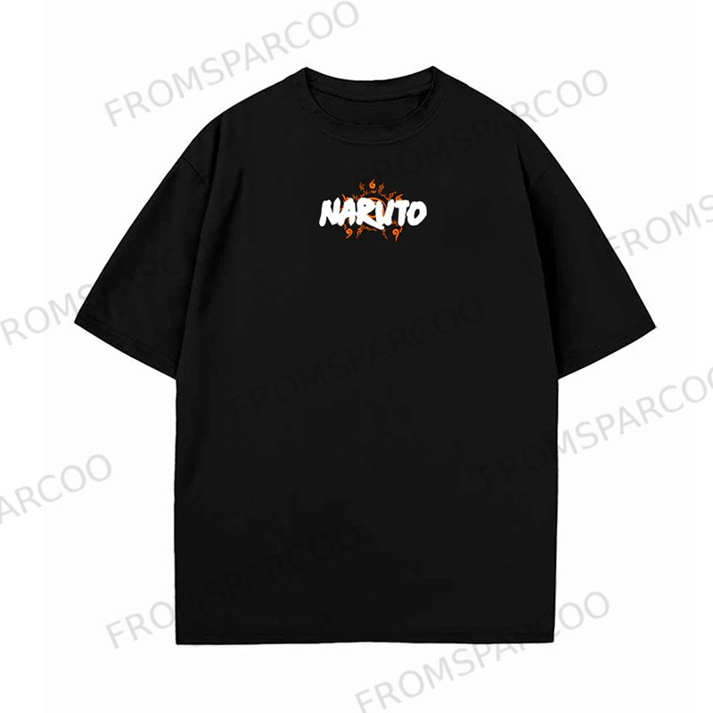 Casual Batik Washed Naruto Anime Print T-Shirt