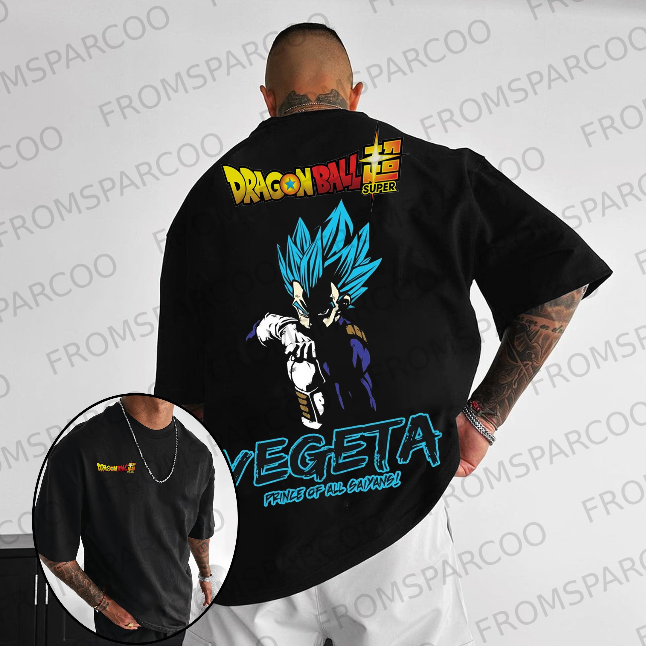 Unisex Oversized Silhouette Super Shape Anime Print T-shirt