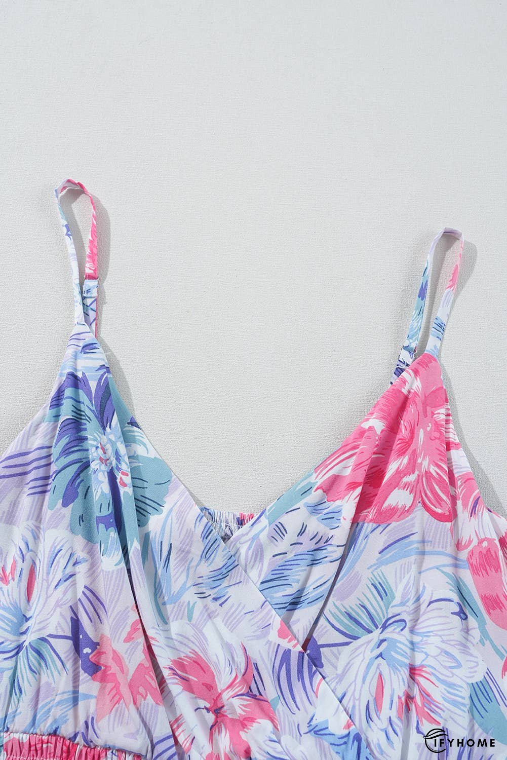 Floral Surplice Neck Shirred Waist Mini Dress | IFYHOME