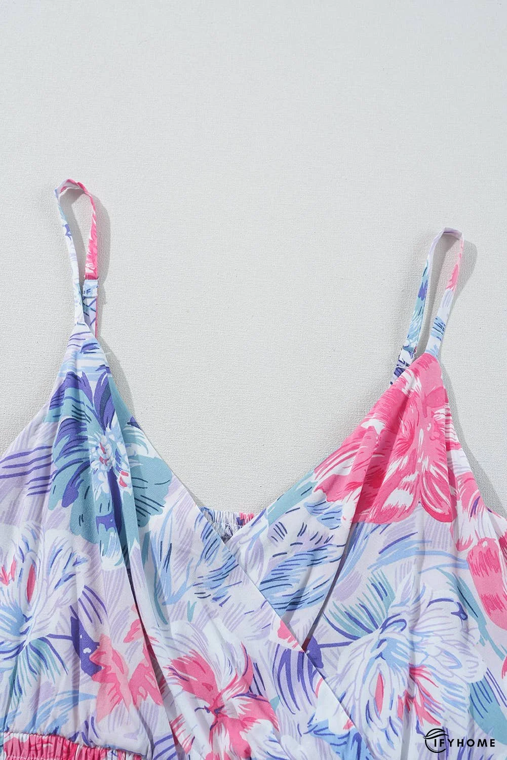 Floral Surplice Neck Shirred Waist Mini Dress | IFYHOME