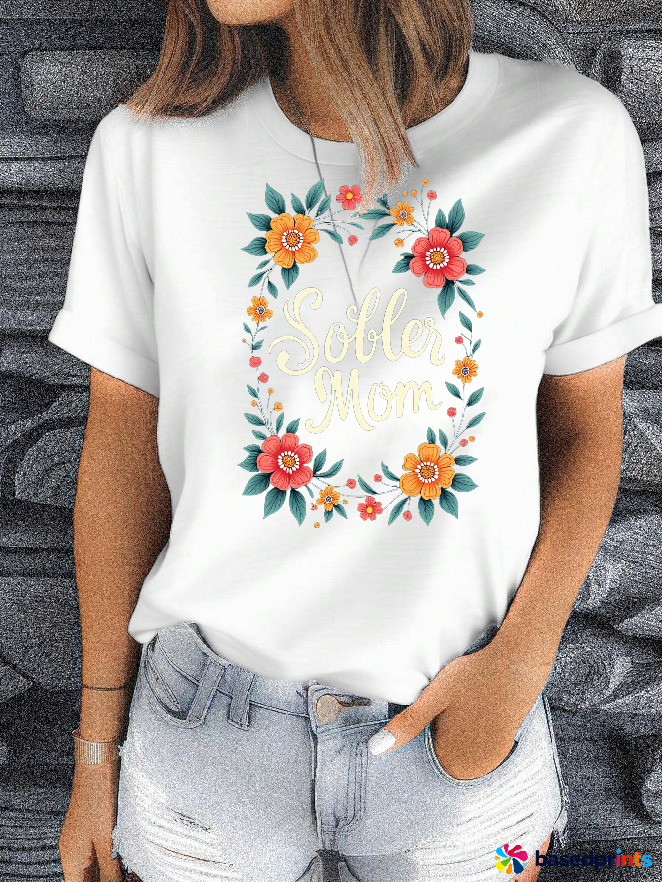 Flower Print Short Sleeve T-Shirt