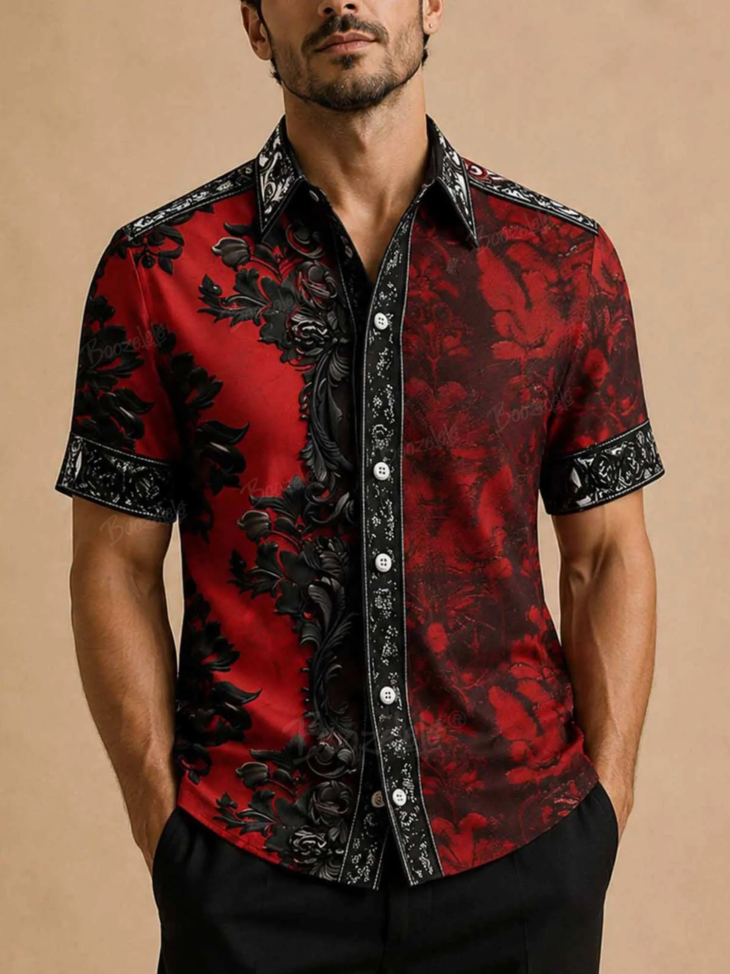 Casual Art Dark Brogue Print - 100% Cotton Shirt