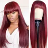 Black Long Straight Wig With Bang