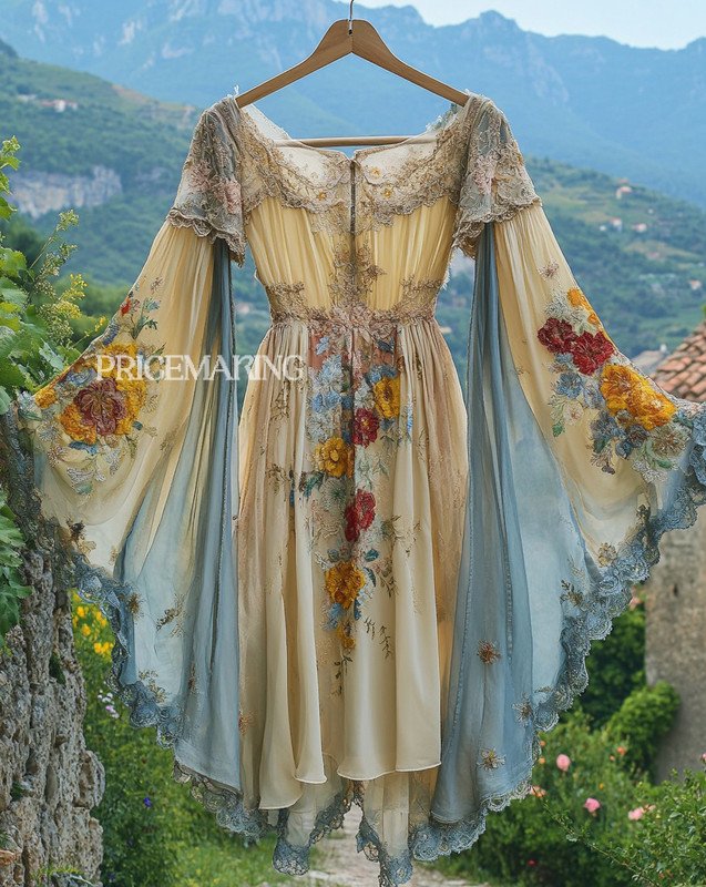 Summer Vacation Ruffle Lace Chiffon Contrast Dress aff6