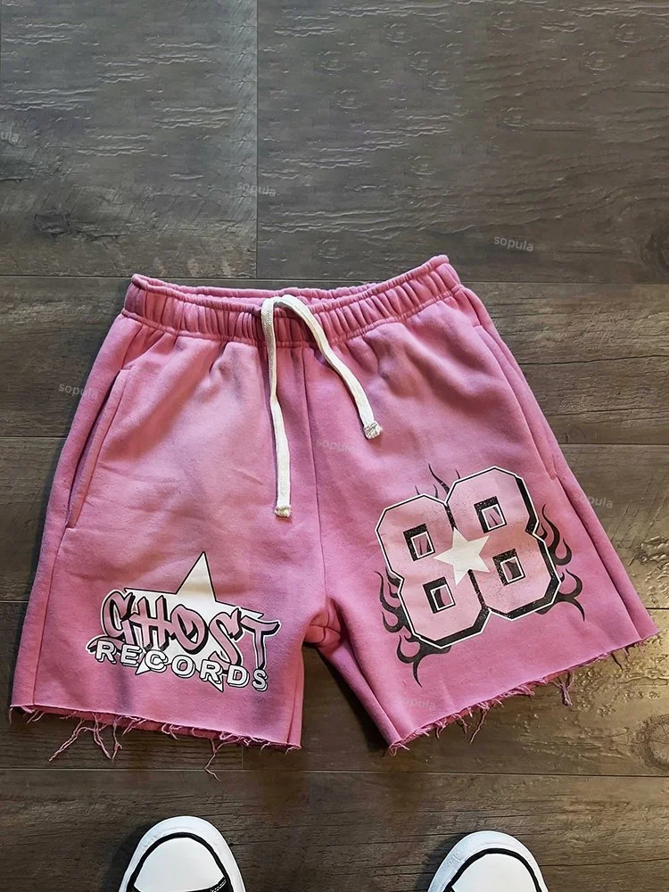 Vintage Ghost Records Print Casual Fashion Shorts