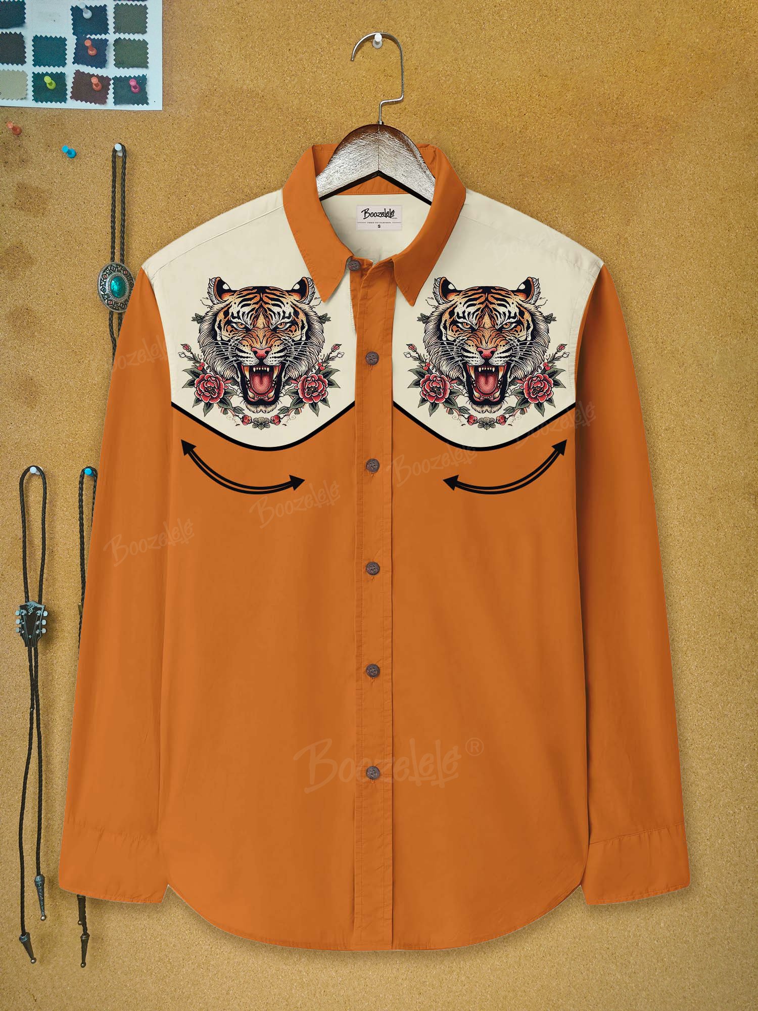 Vintage Ukiyoe Tiger - 100% Cotton Long Sleeves Shirt