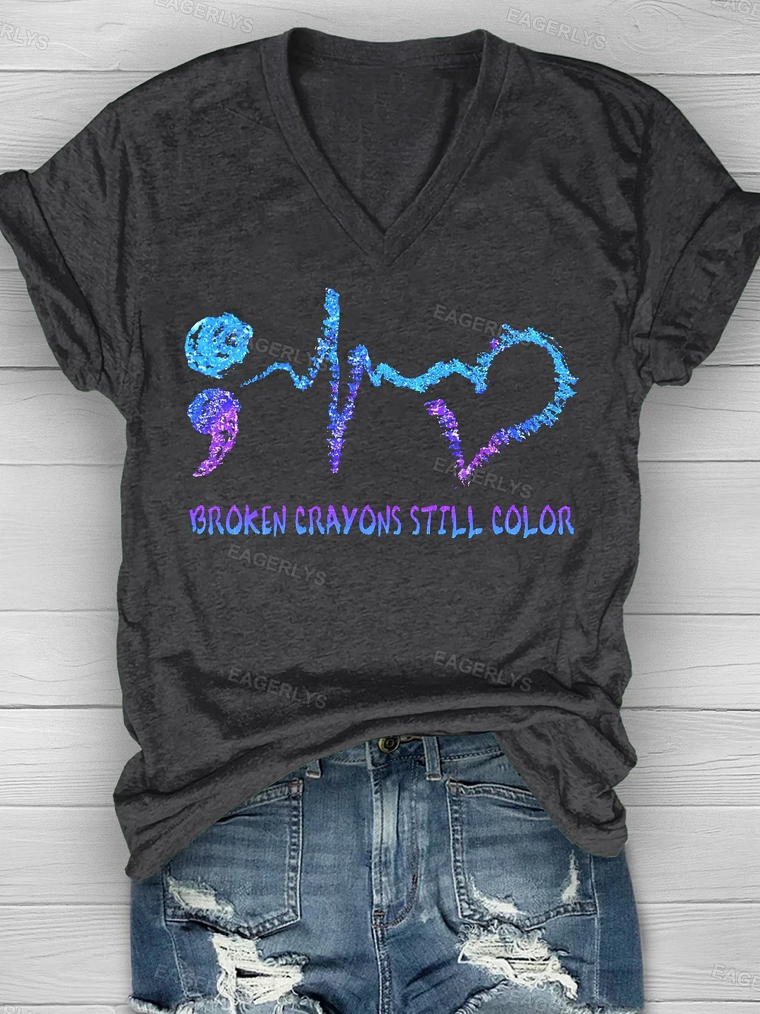 Eagerlys Broken Crayons Still Color Mental Health Matters Awareness T-shirt Eagerlys