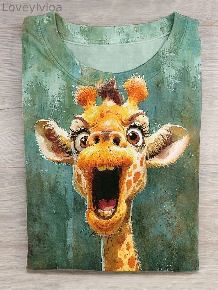 Funny Giraffe Animal Art Print Design T-shirt