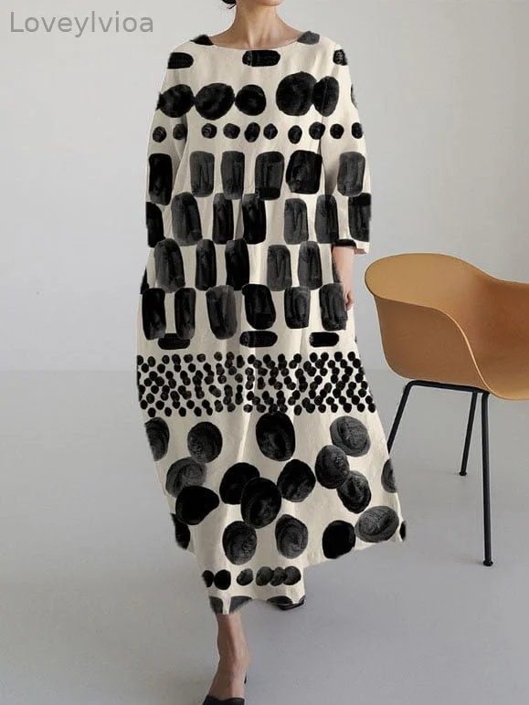 Women's Casual Printed Round Neck Dress