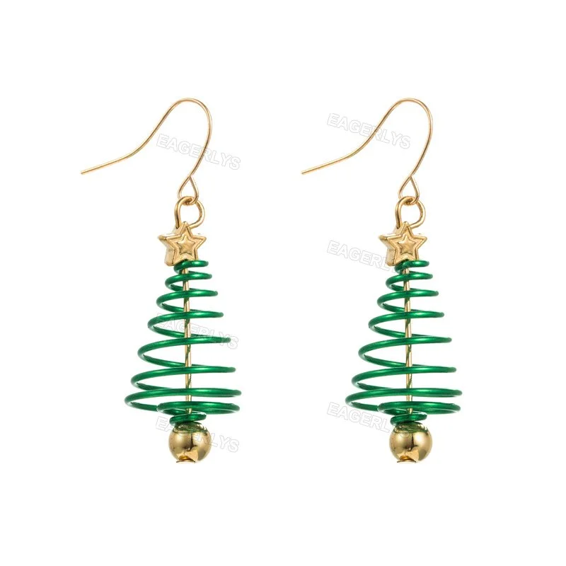 Eagerlys Fashion Christmas Tree Teacher Metal Earrings Eagerlys