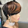 Glueless Black Gold Short Straight Bob Pixe Cut Hair