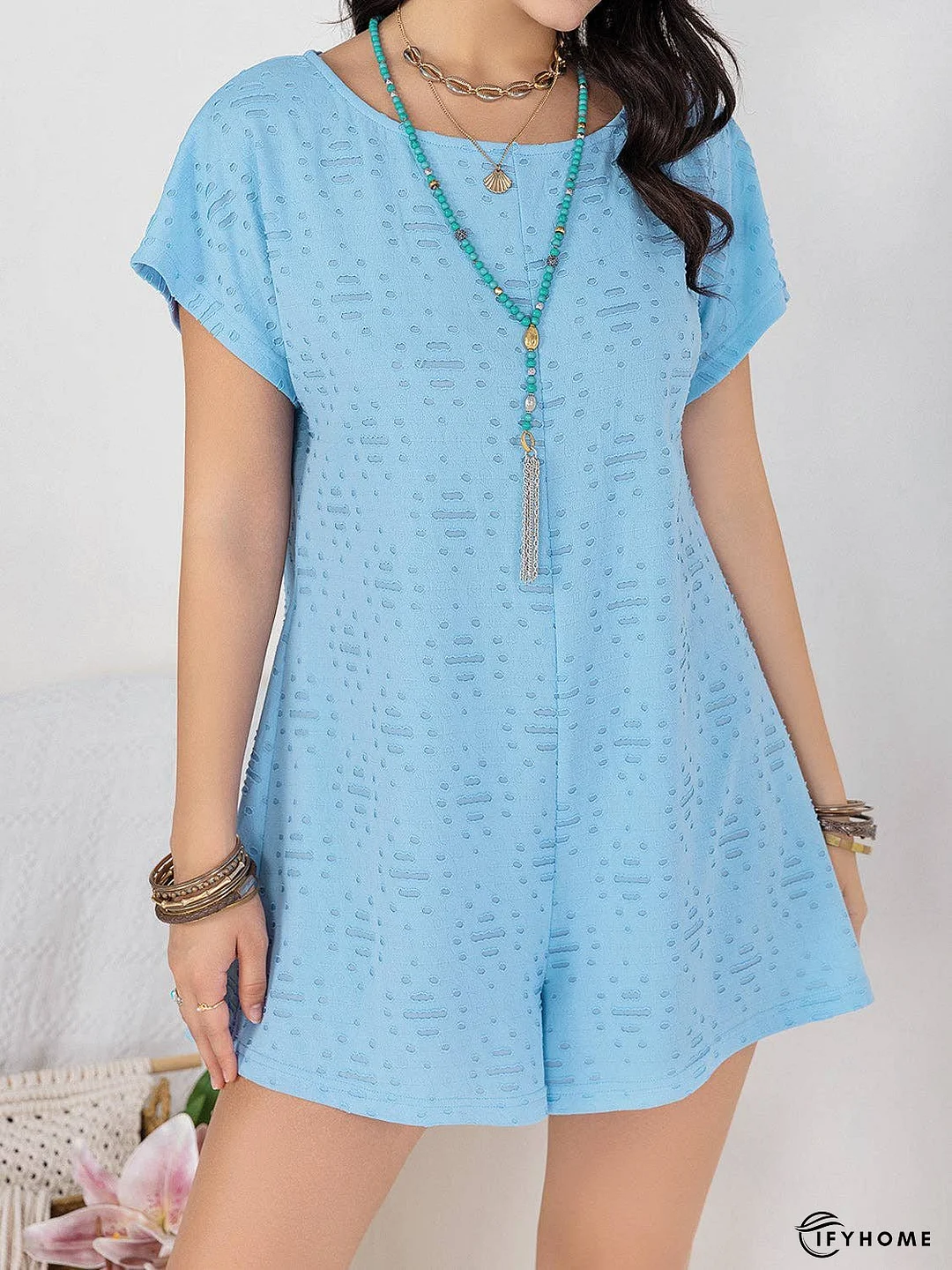 Round Neck Short Sleeve Romper | IFYHOME