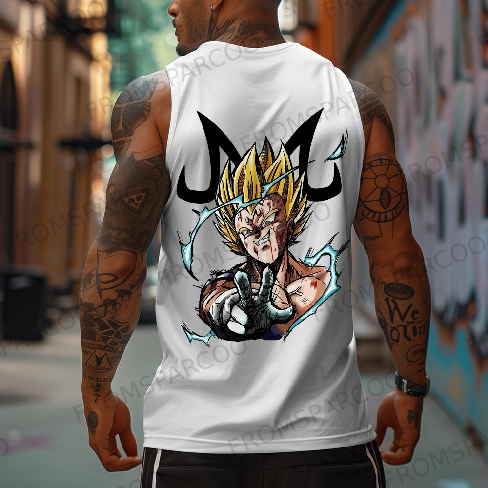 Oversized Anime Print Gym Tank Top