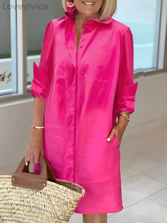 Women's Solid Color Casual Midi Dress