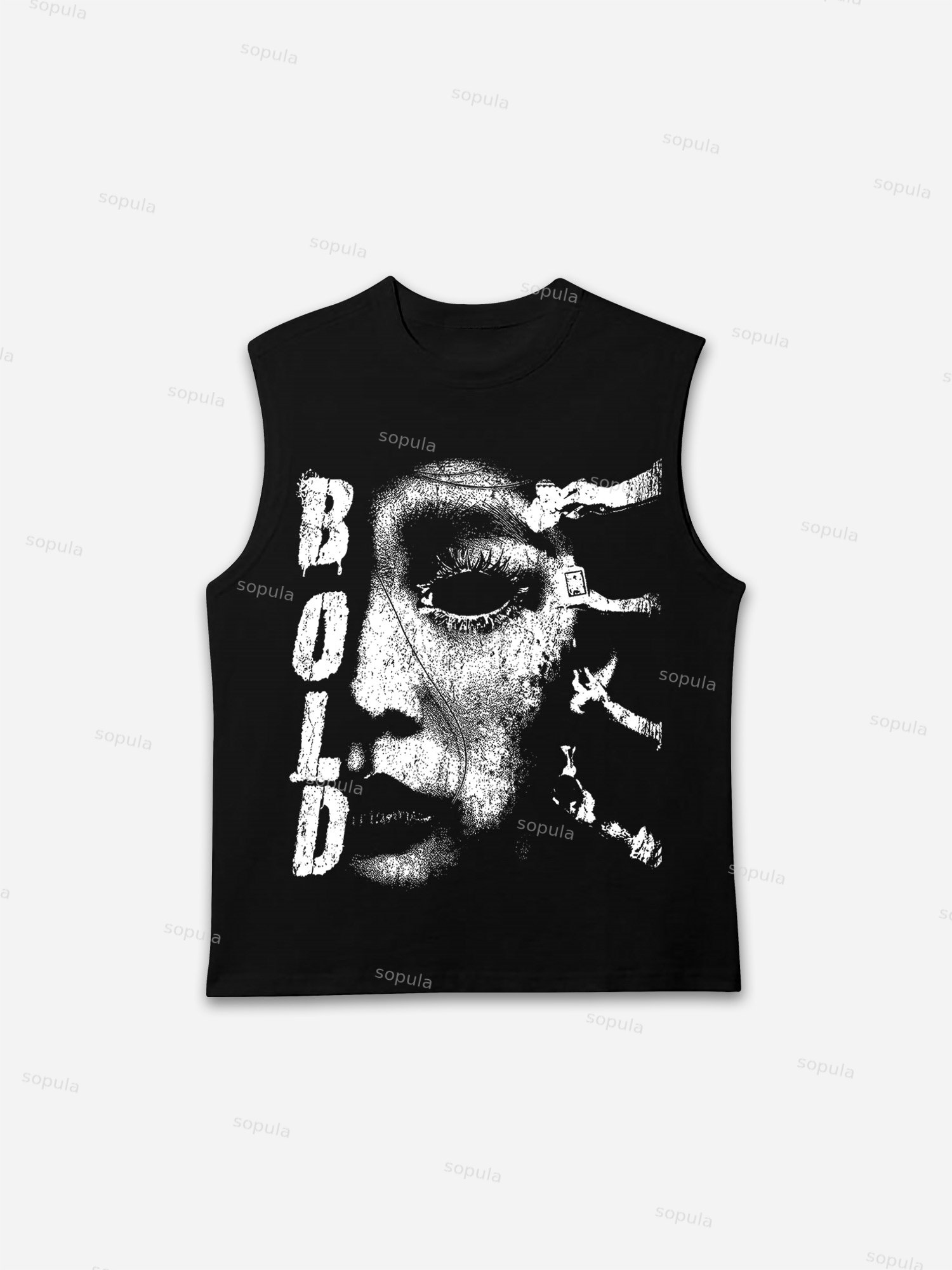 Bold Abstract Half Face Print Tank Top