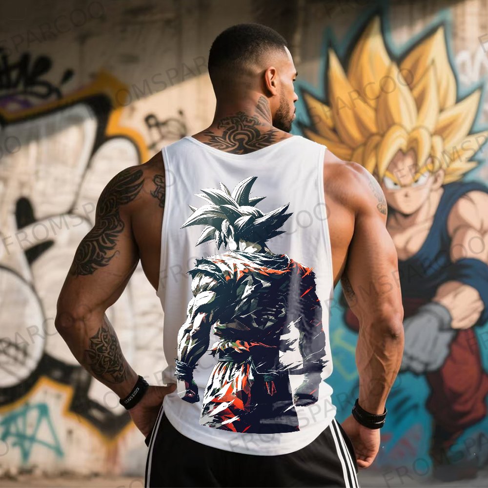 Oversized Anime Print Gym Tank Top    