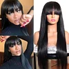 Black Long Straight Wig With Bang