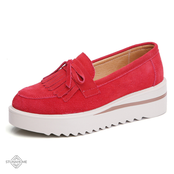 Comfy Slip-On Suede Tassel Platform Shoes  Stunahome.com