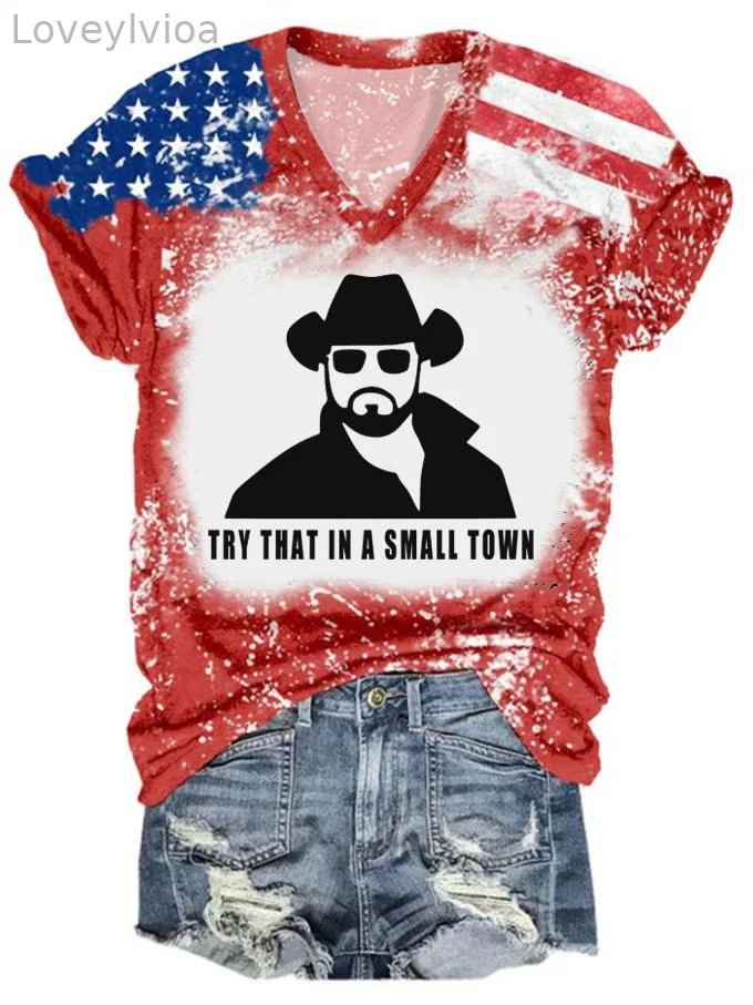 Women's Rip Try That In A Small Town Print T-Shirt